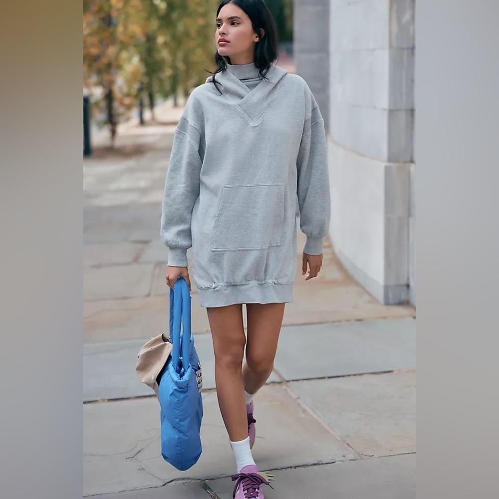 NWT! Daily Practice by Anthropologie Grey Hooded Mini Dress - Size 1X 🪑